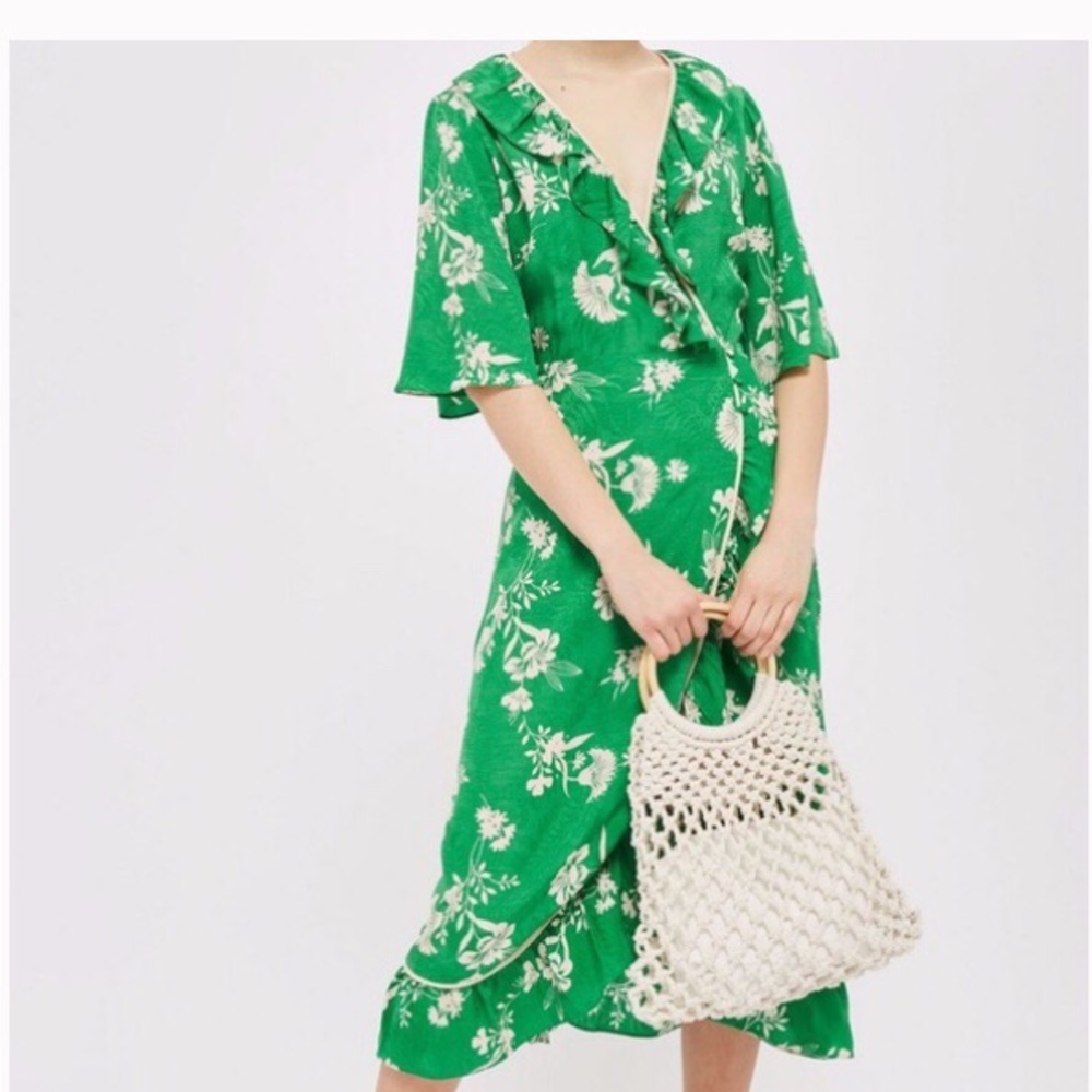 NWOT TopShop wrap dress, silky viscose material.